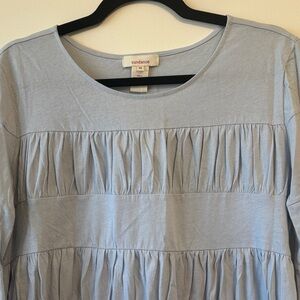 NWT! Sundance Soft Blue Cotton Gathered Women's Blouse